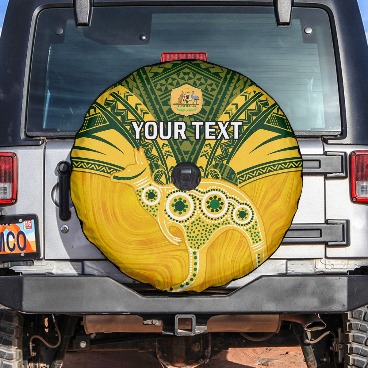 Custom Australia Matildas Spare Tire Cover Polynesian Mix Gold Marble