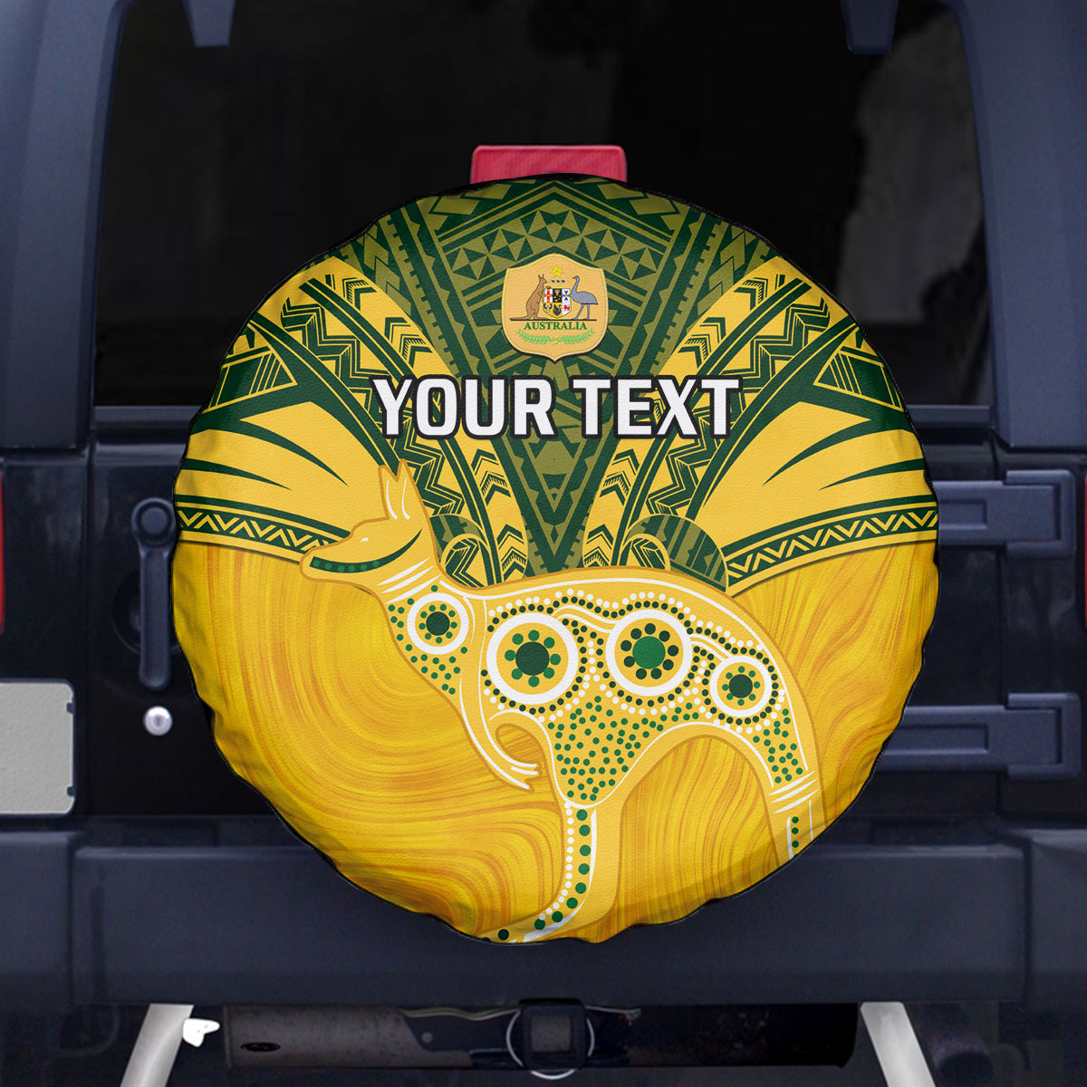 Custom Australia Matildas Spare Tire Cover Polynesian Mix Gold Marble