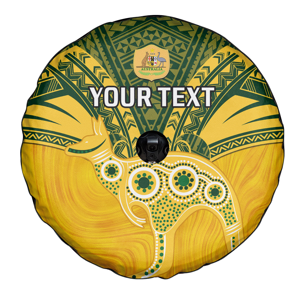Custom Australia Matildas Spare Tire Cover Polynesian Mix Gold Marble