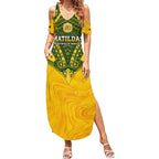 Custom Australia Matildas Summer Maxi Dress Polynesian Mix Gold Marble