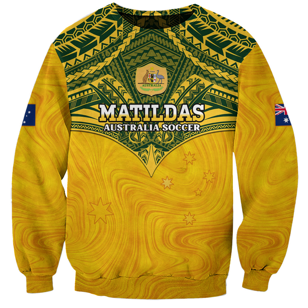 Custom Australia Matildas Sweatshirt Polynesian Mix Gold Marble