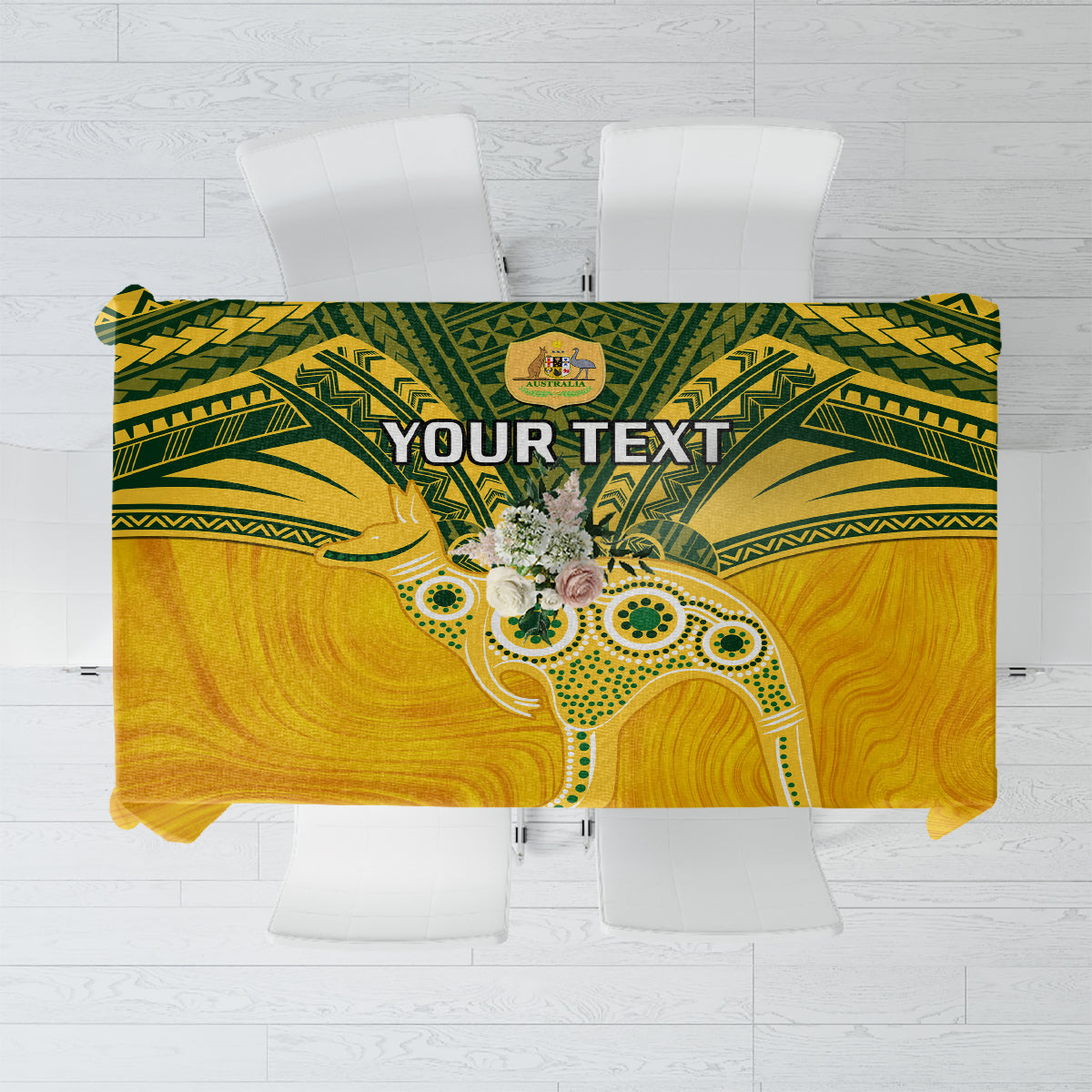 Custom Australia Matildas Tablecloth Polynesian Mix Gold Marble
