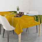 Custom Australia Matildas Tablecloth Polynesian Mix Gold Marble