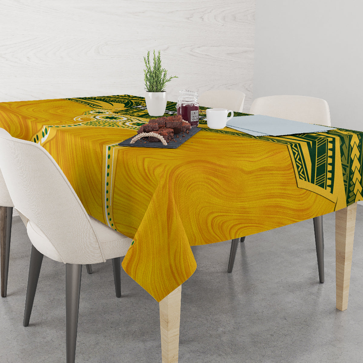 Custom Australia Matildas Tablecloth Polynesian Mix Gold Marble