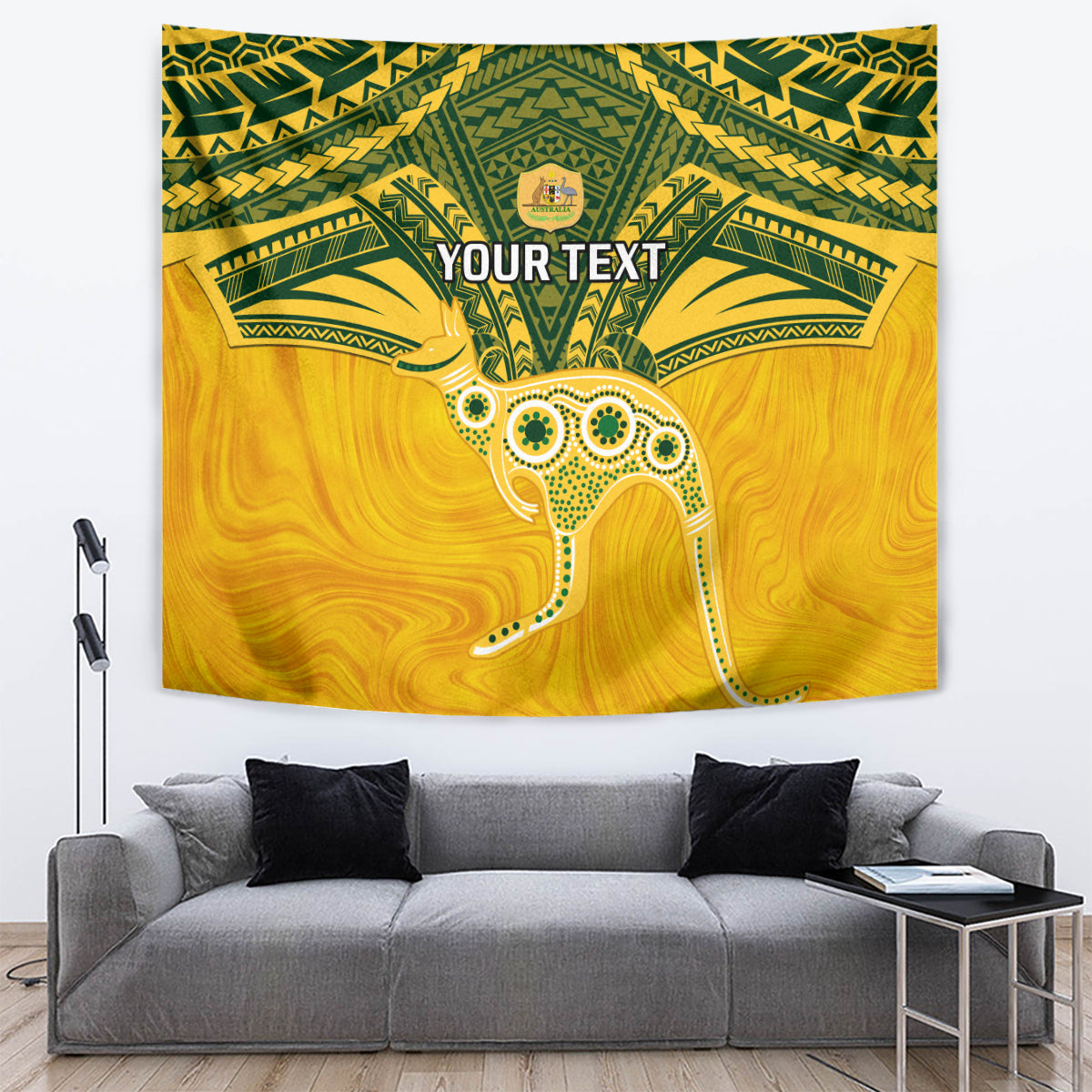 Custom Australia Matildas Tapestry Polynesian Mix Gold Marble