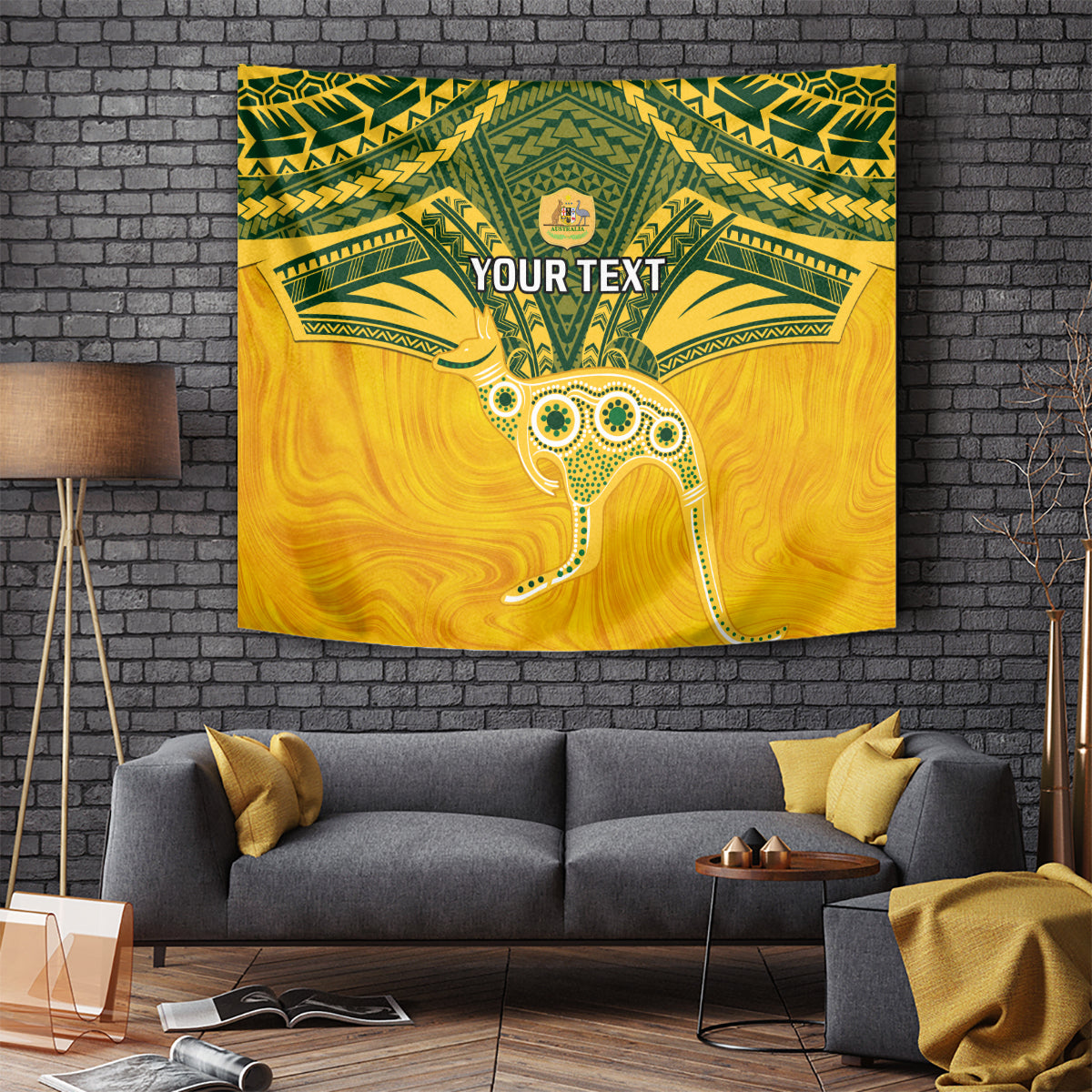 Custom Australia Matildas Tapestry Polynesian Mix Gold Marble