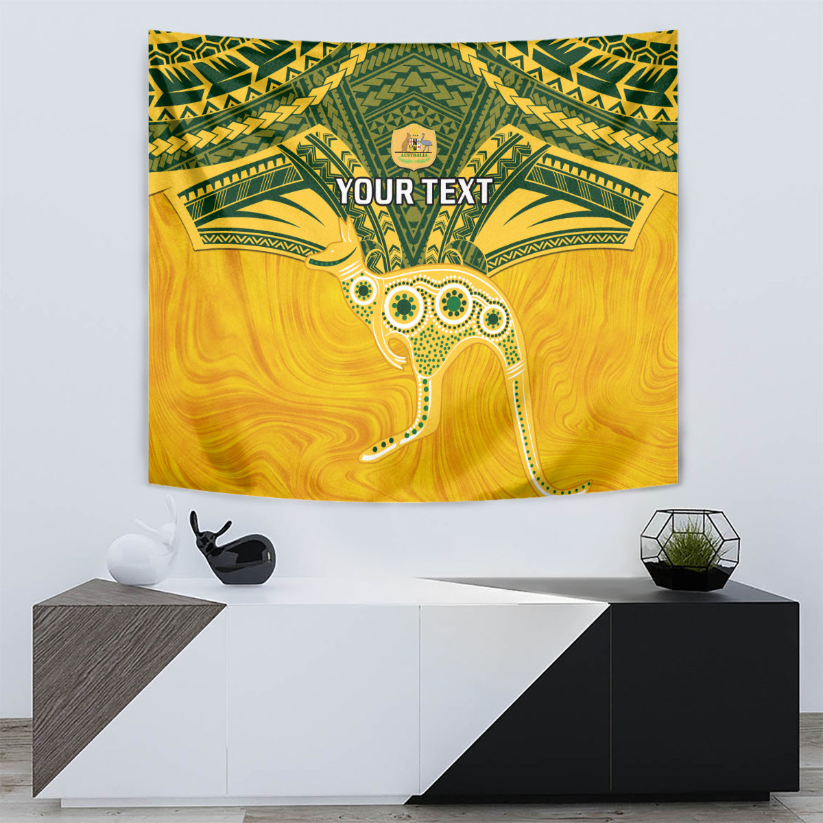 Custom Australia Matildas Tapestry Polynesian Mix Gold Marble