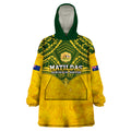 Custom Australia Matildas Wearable Blanket Hoodie Polynesian Mix Gold Marble