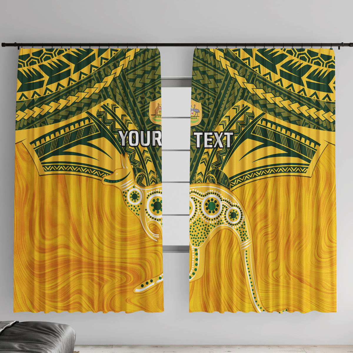 Custom Australia Matildas Window Curtain Polynesian Mix Gold Marble