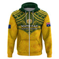 Custom Australia Matildas Zip Hoodie Polynesian Mix Gold Marble