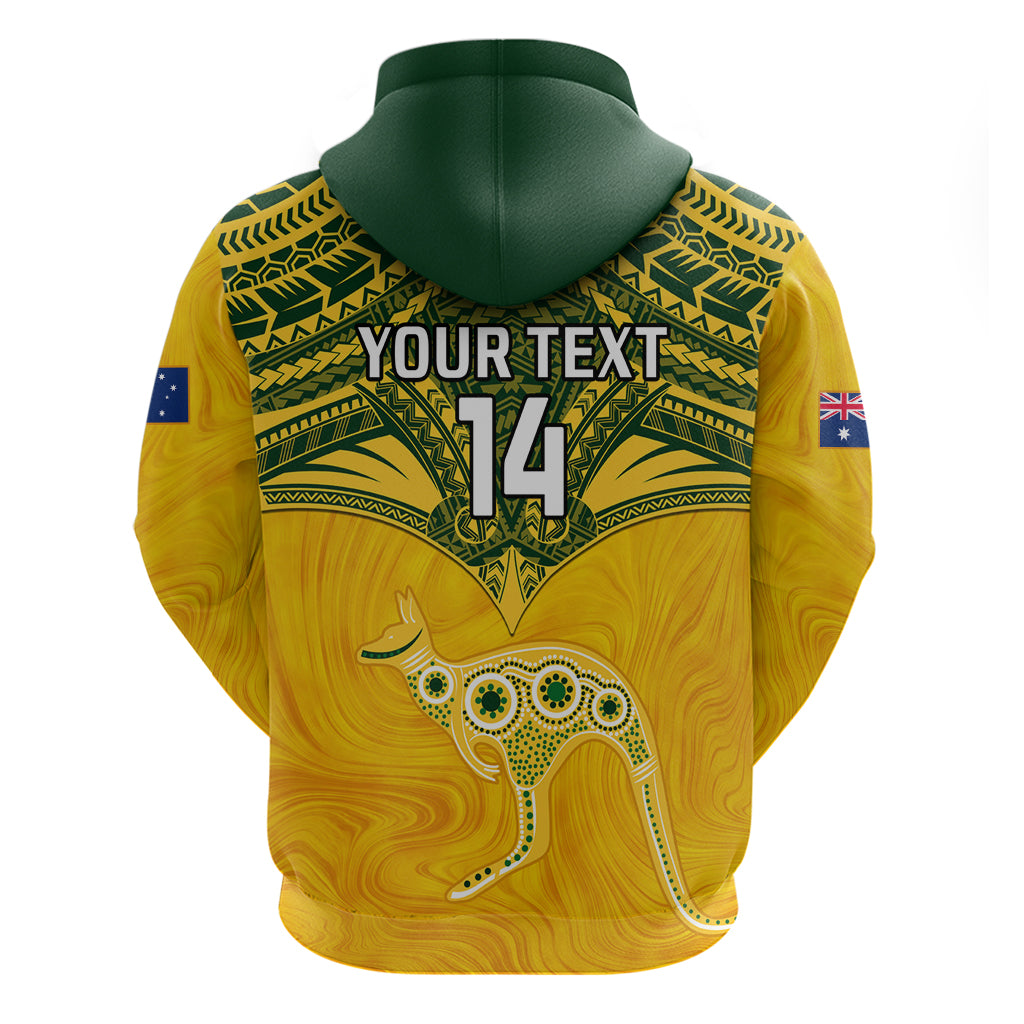 Custom Australia Matildas Zip Hoodie Polynesian Mix Gold Marble