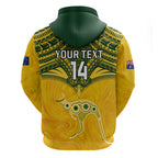 Custom Australia Matildas Zip Hoodie Polynesian Mix Gold Marble