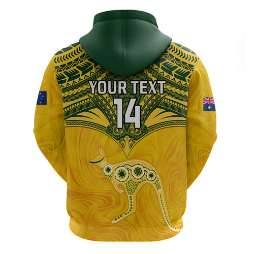 Custom Australia Matildas Zip Hoodie Polynesian Mix Gold Marble