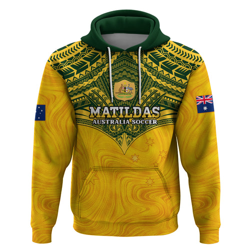 Custom Australia Matildas Zip Hoodie Polynesian Mix Gold Marble