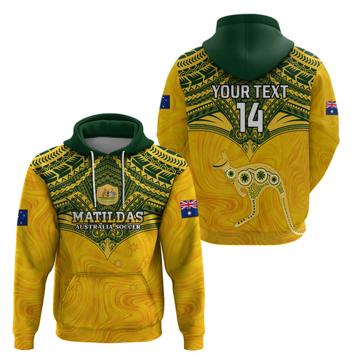 Custom Australia Matildas Zip Hoodie Polynesian Mix Gold Marble