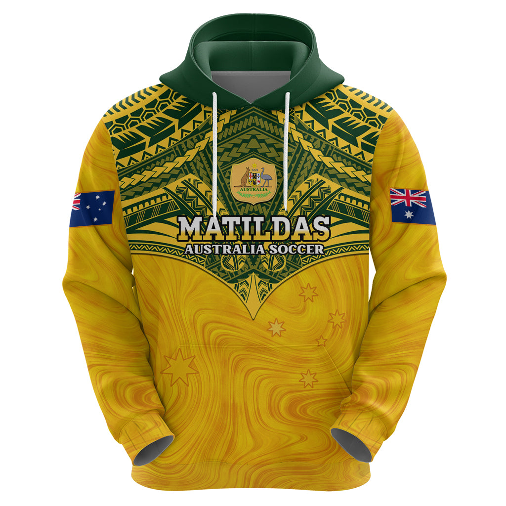 Custom Australia Matildas Zip Hoodie Polynesian Mix Gold Marble