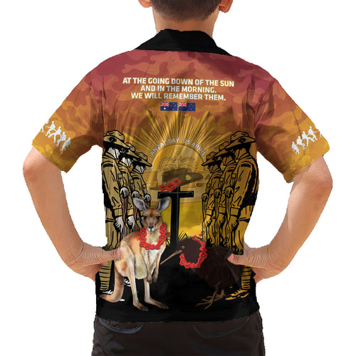 Australia And New Zealand ANZAC Hawaiian Shirt Aussie Kangaroo With Aotearoa Kiwi Lest We Forget