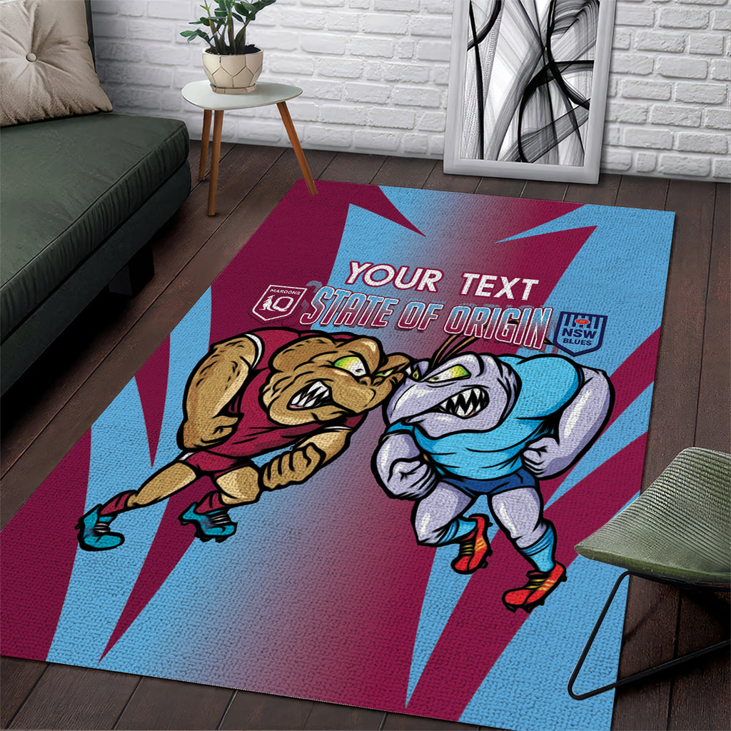 Custom NSW Blues And QLD Maroons Rugby Area Rug 2024 Cockroaches Cane toads Together