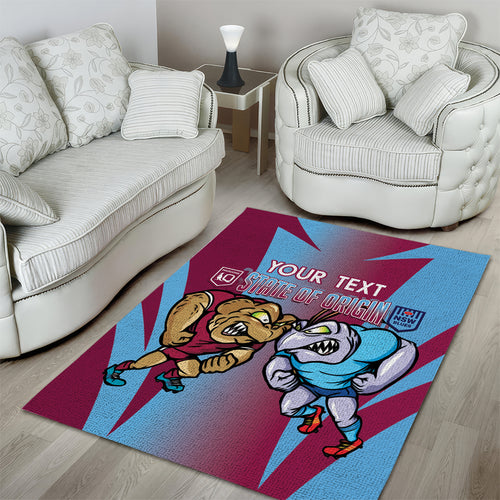 Custom NSW Blues And QLD Maroons Rugby Area Rug 2024 Cockroaches Cane toads Together
