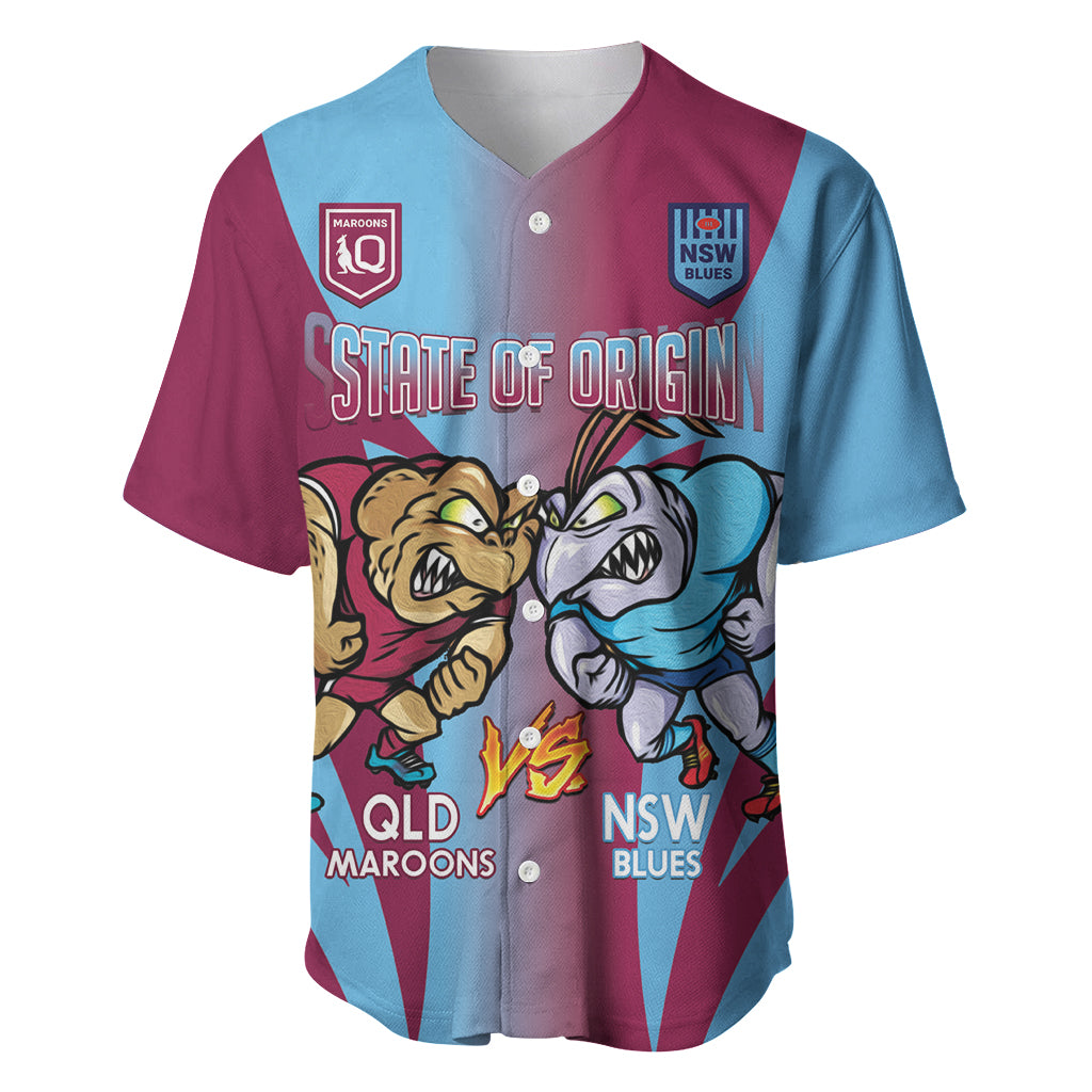 Custom NSW Blues And QLD Maroons Rugby Baseball Jersey 2024 Cockroaches Cane toads Together