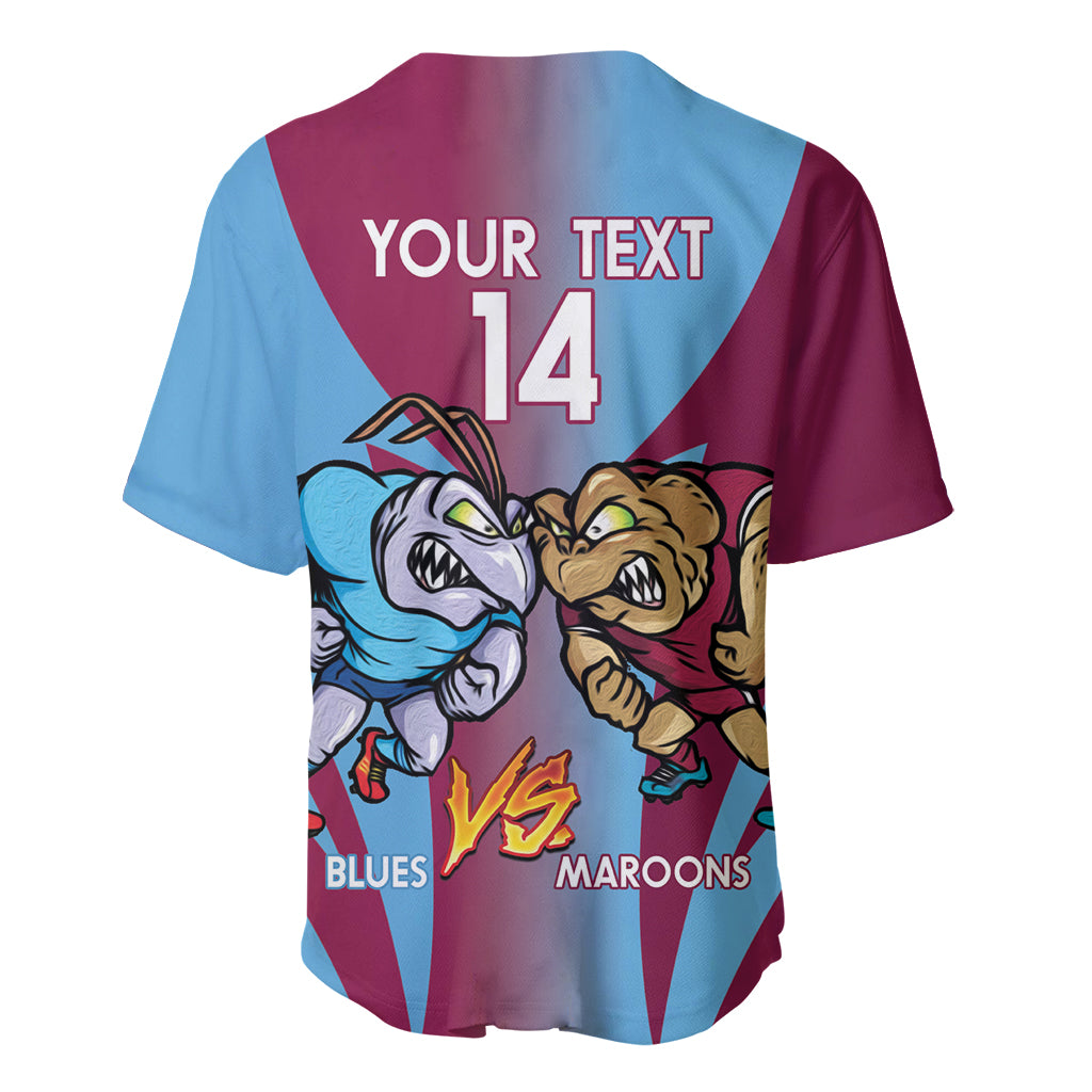 Custom NSW Blues And QLD Maroons Rugby Baseball Jersey 2024 Cockroaches Cane toads Together