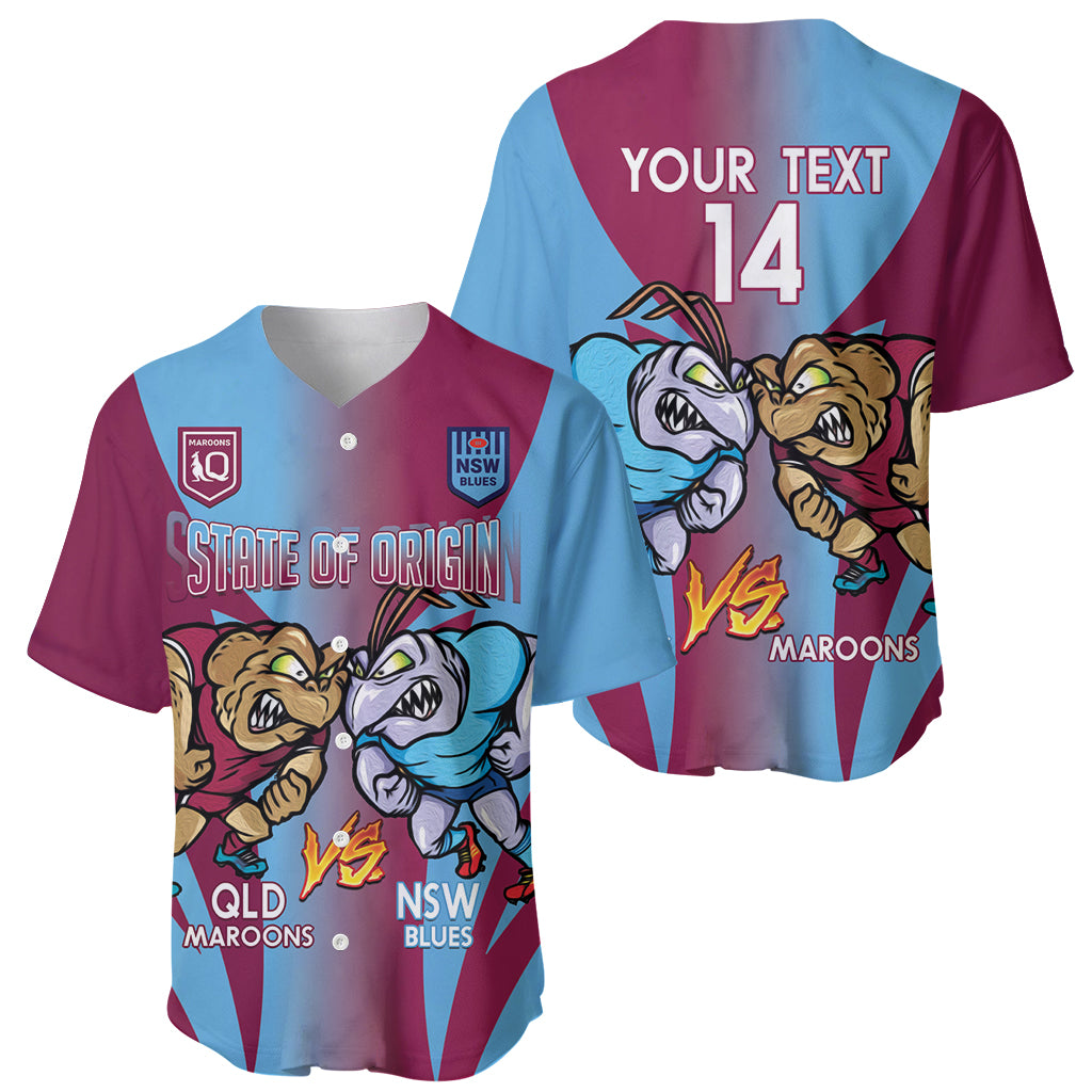 Custom NSW Blues And QLD Maroons Rugby Baseball Jersey 2024 Cockroaches Cane toads Together