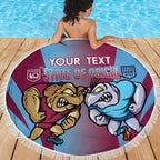 Custom NSW Blues And QLD Maroons Rugby Beach Blanket 2024 Cockroaches Cane toads Together