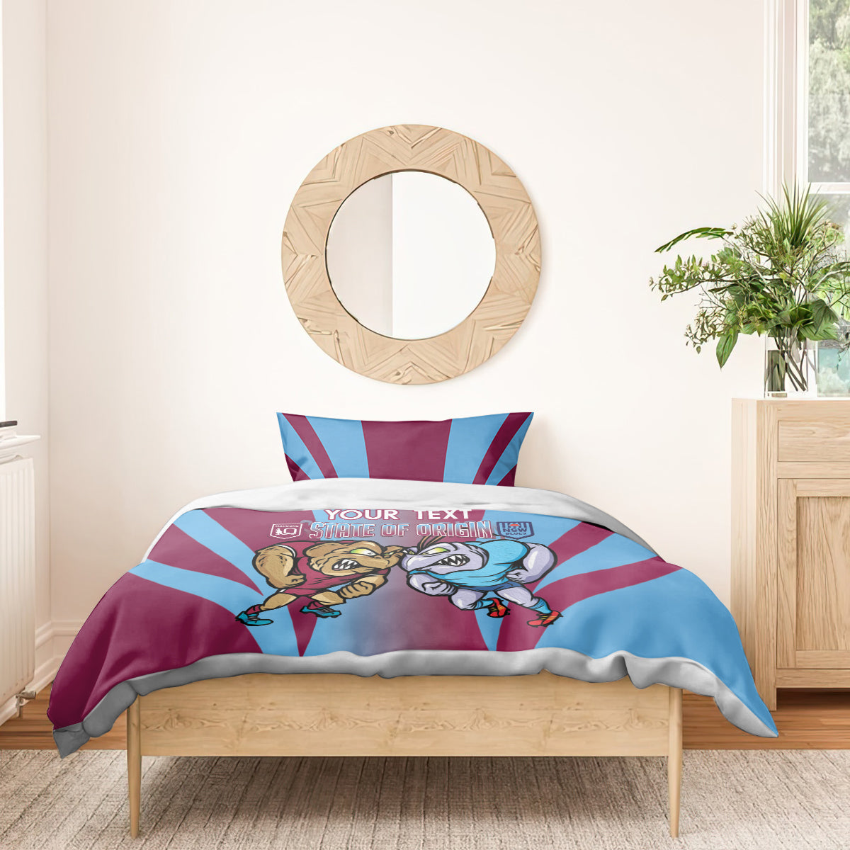 Custom NSW Blues And QLD Maroons Rugby Bedding Set 2024 Cockroaches Cane toads Together