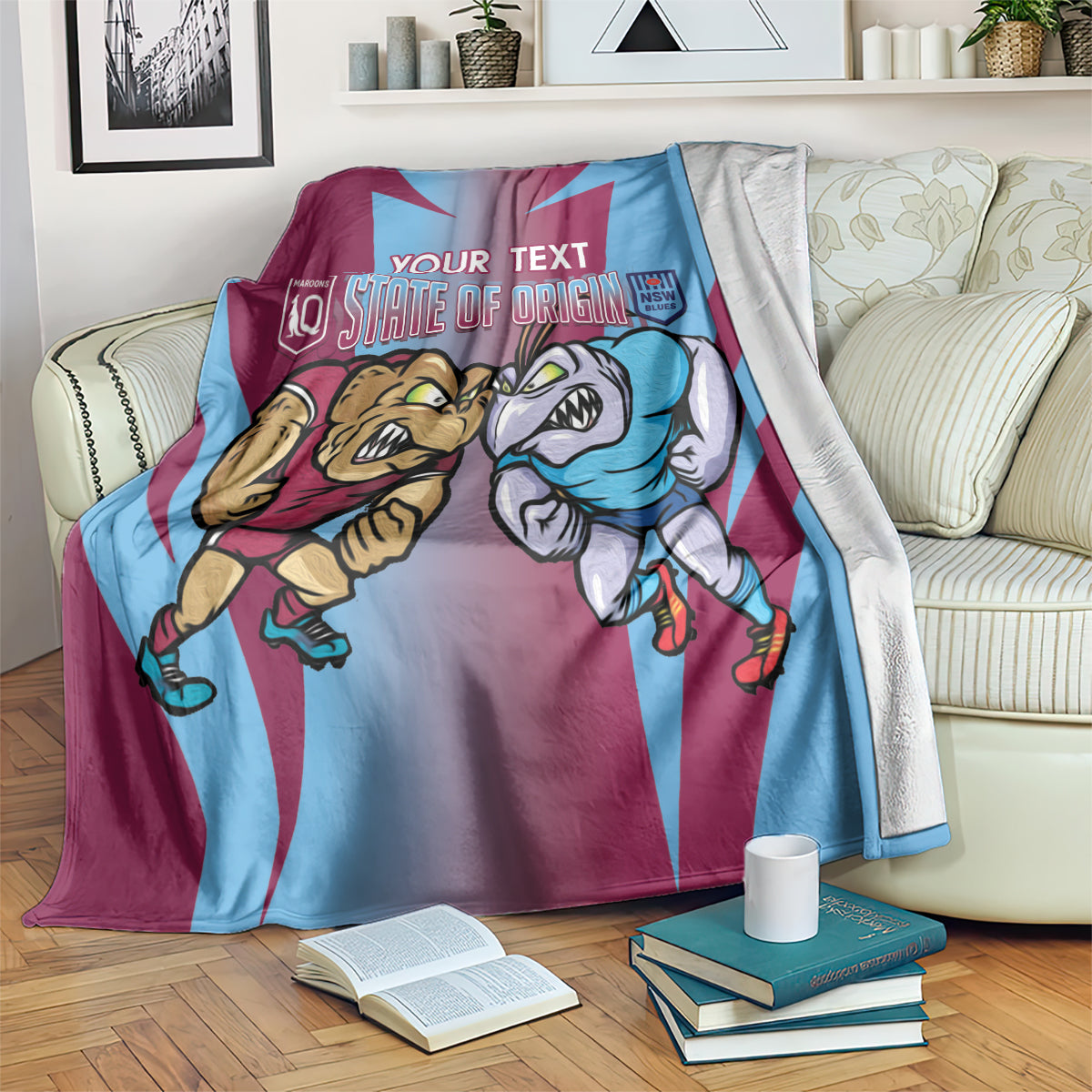 Custom NSW Blues And QLD Maroons Rugby Blanket 2024 Cockroaches Cane toads Together