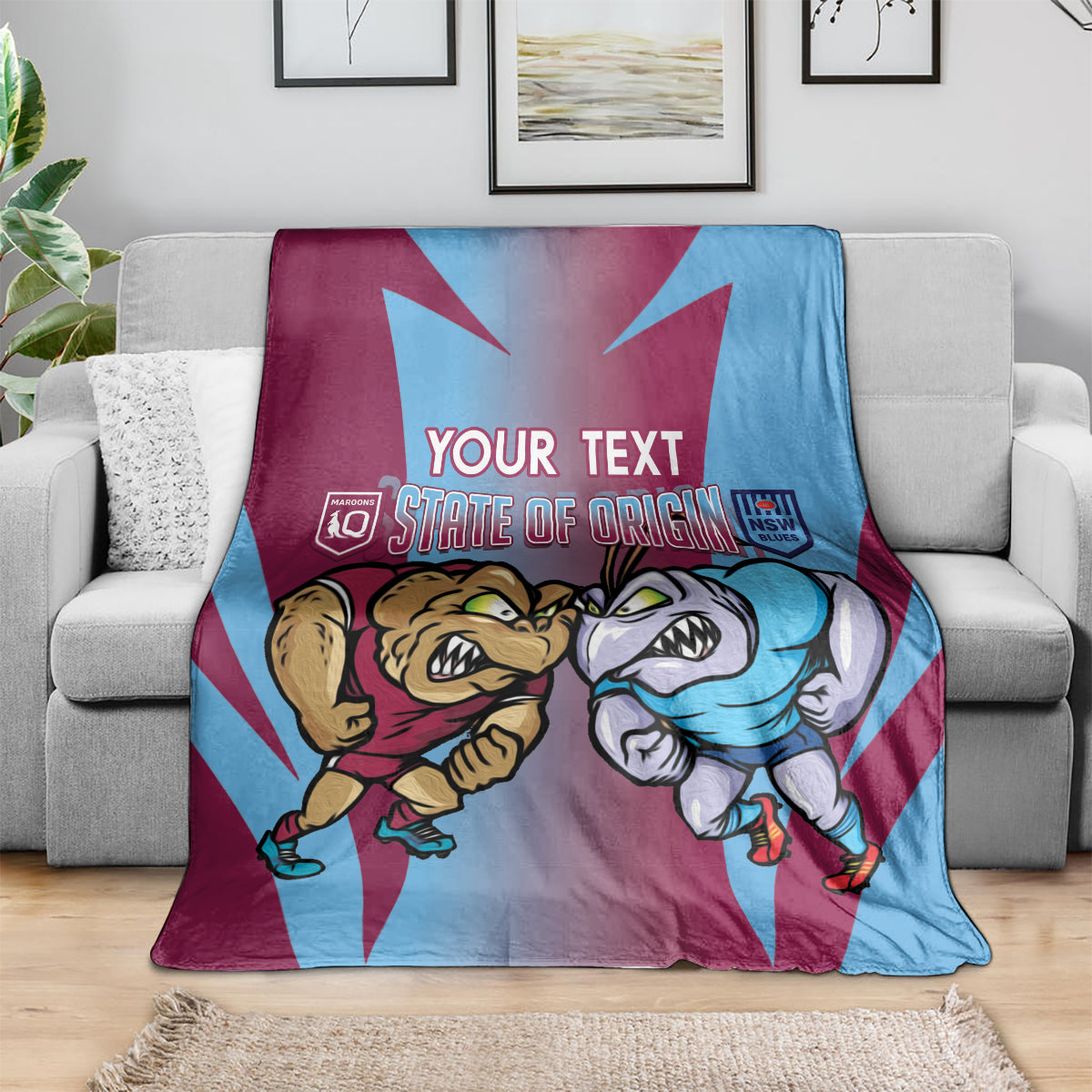 Custom NSW Blues And QLD Maroons Rugby Blanket 2024 Cockroaches Cane toads Together