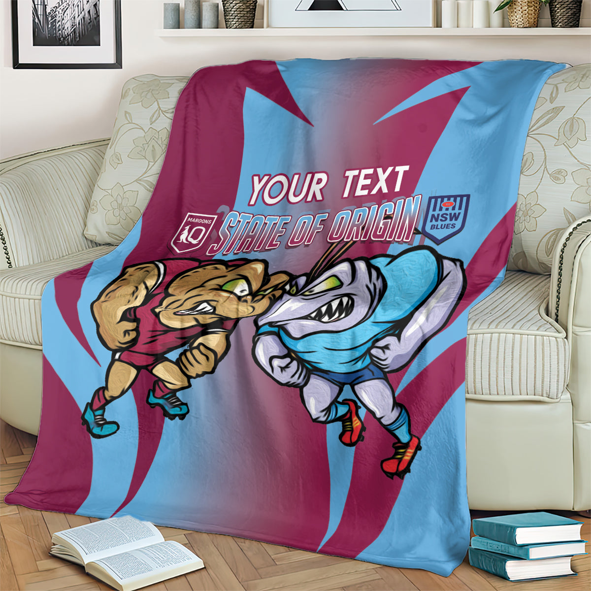 Custom NSW Blues And QLD Maroons Rugby Blanket 2024 Cockroaches Cane toads Together