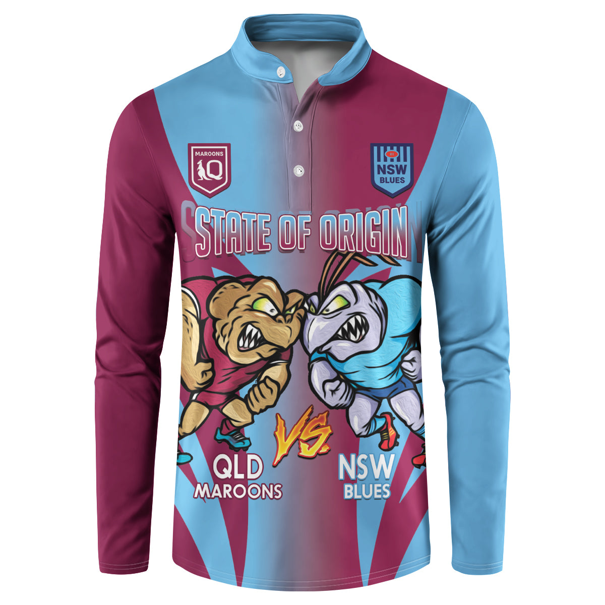 Custom NSW Blues And QLD Maroons Rugby Button Sweatshirt 2024 Cockroaches Cane toads Together
