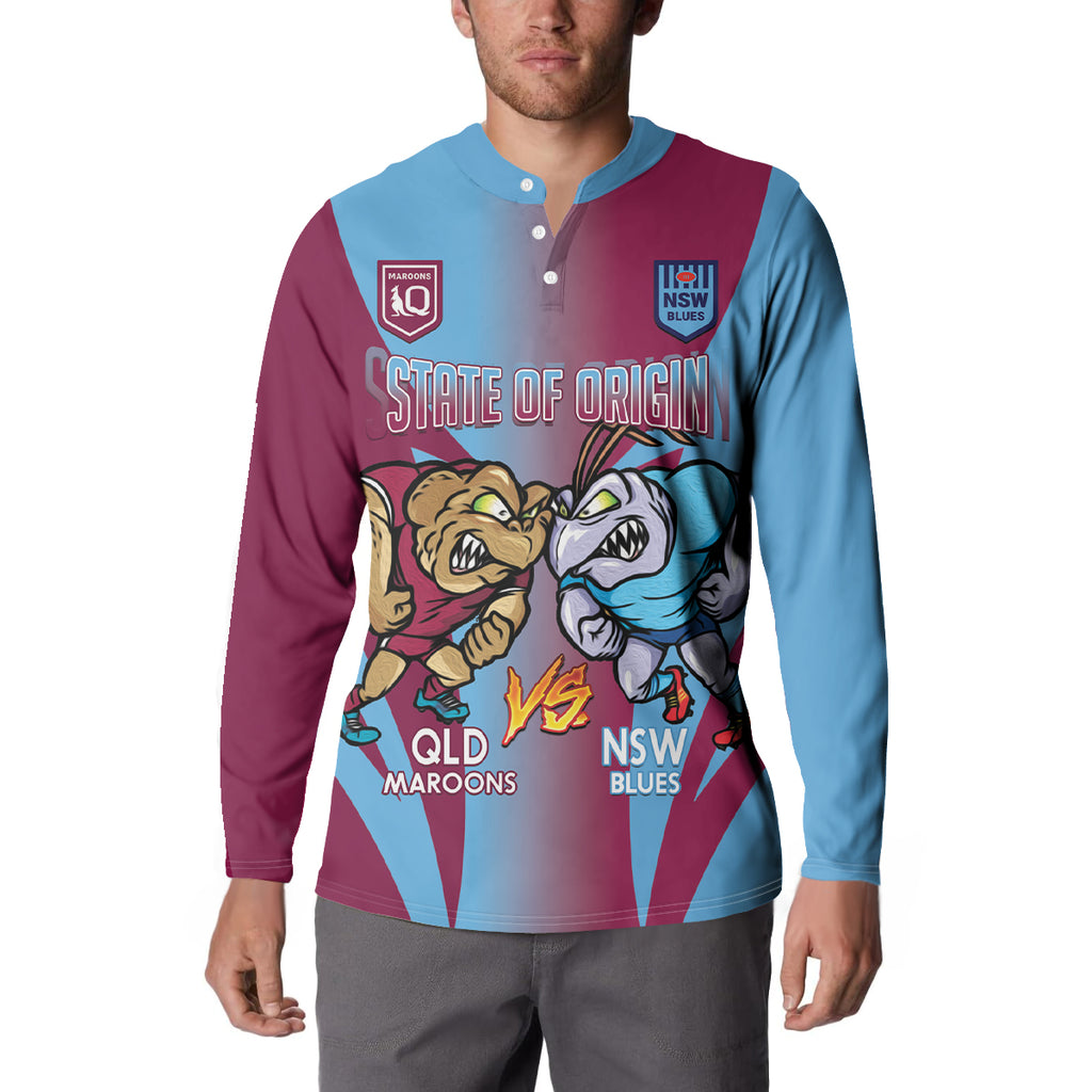 Custom NSW Blues And QLD Maroons Rugby Button Sweatshirt 2024 Cockroaches Cane toads Together
