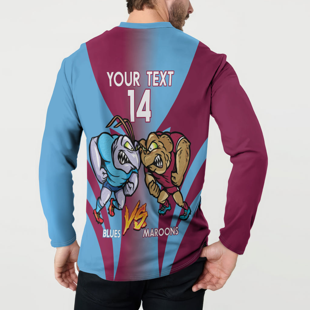 Custom NSW Blues And QLD Maroons Rugby Button Sweatshirt 2024 Cockroaches Cane toads Together