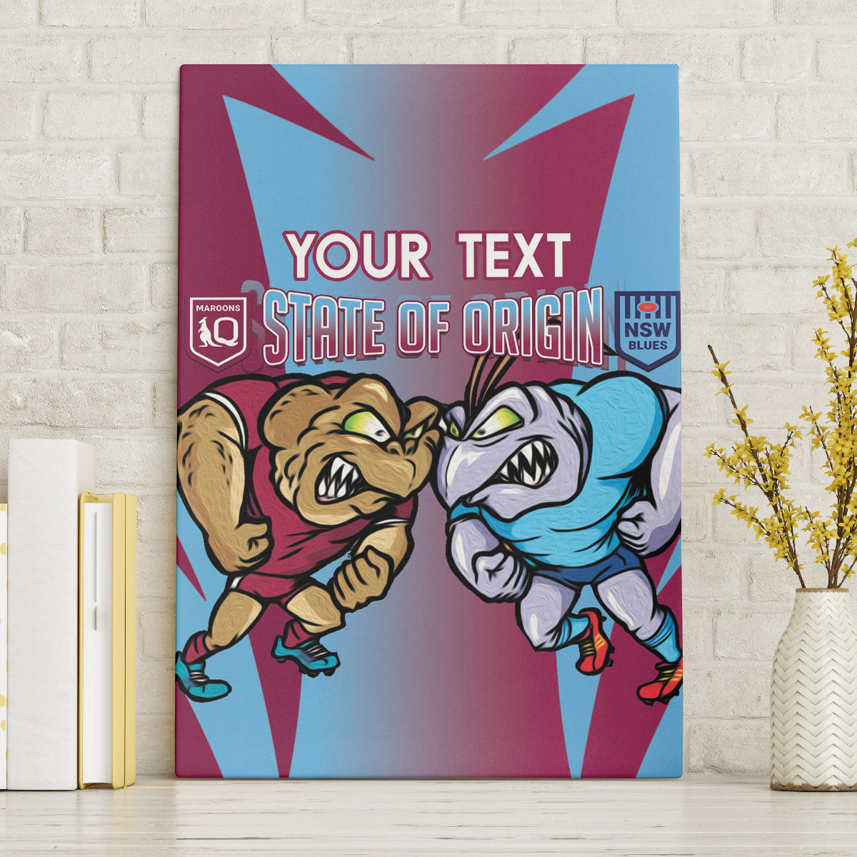 Custom NSW Blues And QLD Maroons Rugby Canvas Wall Art 2024 Cockroaches Cane toads Together