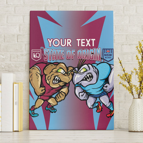 Custom NSW Blues And QLD Maroons Rugby Canvas Wall Art 2024 Cockroaches Cane toads Together