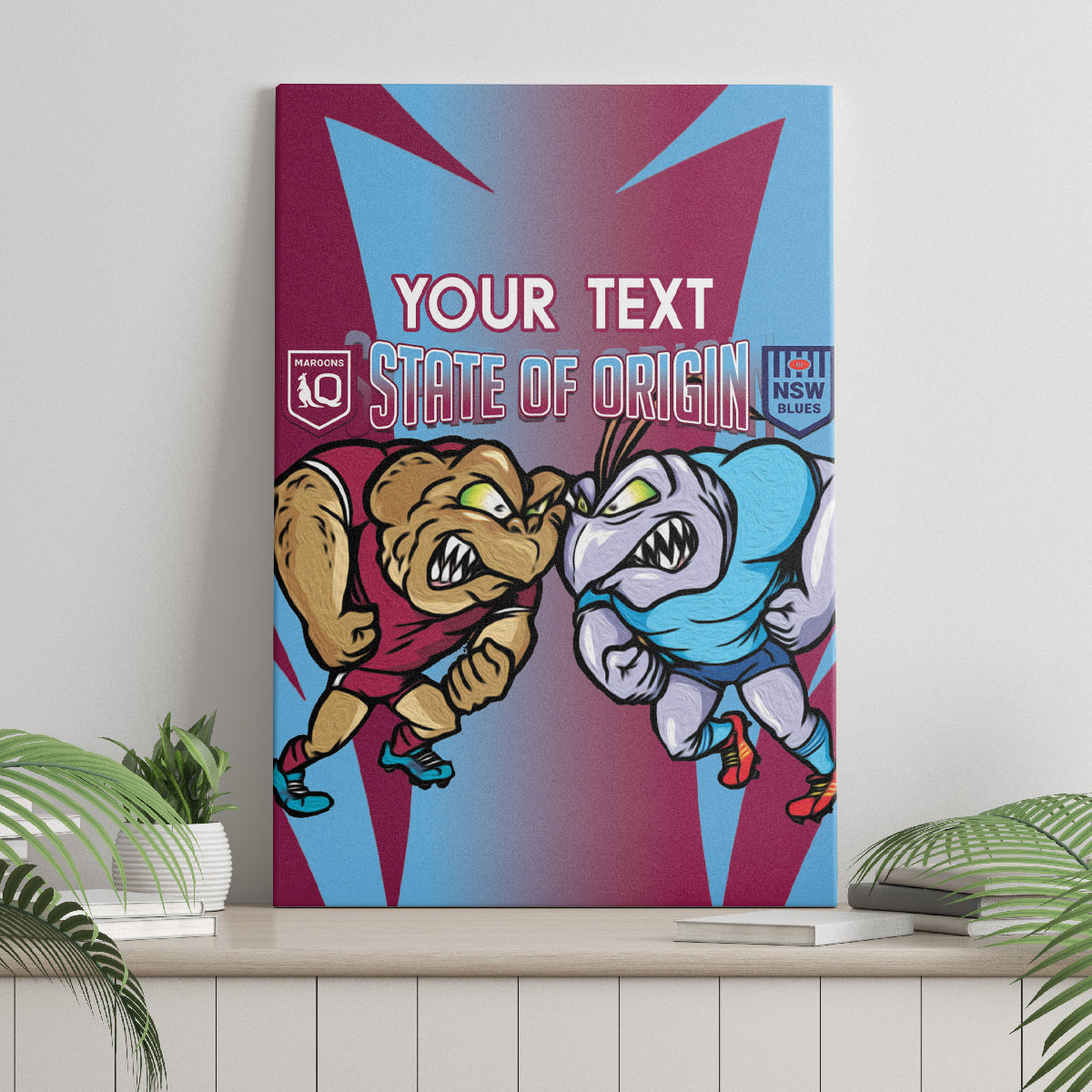 Custom NSW Blues And QLD Maroons Rugby Canvas Wall Art 2024 Cockroaches Cane toads Together