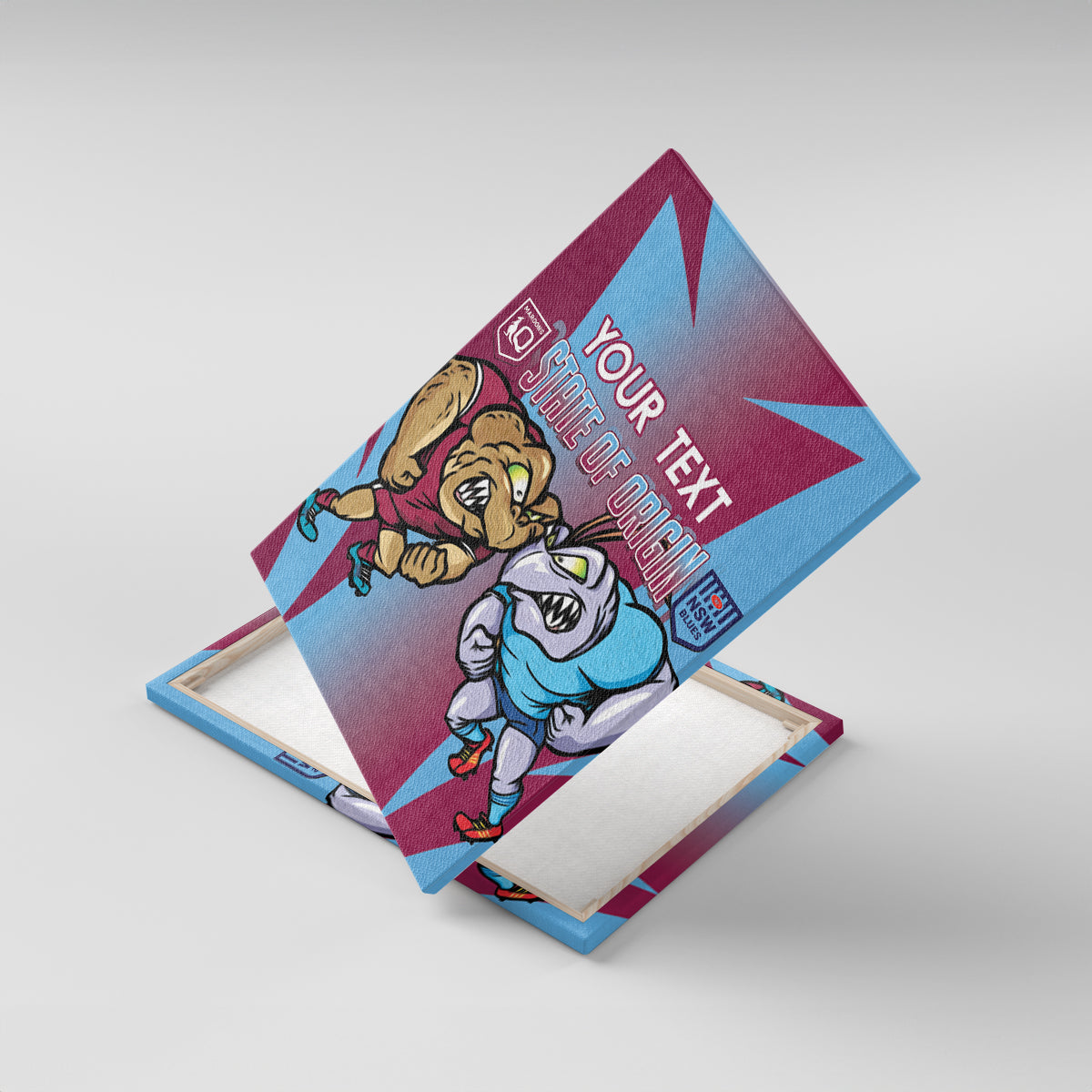 Custom NSW Blues And QLD Maroons Rugby Canvas Wall Art 2024 Cockroaches Cane toads Together