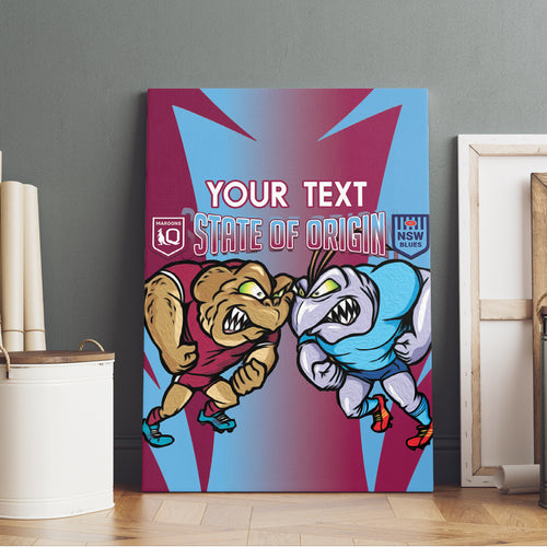 Custom NSW Blues And QLD Maroons Rugby Canvas Wall Art 2024 Cockroaches Cane toads Together
