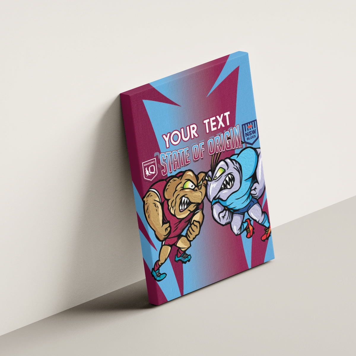 Custom NSW Blues And QLD Maroons Rugby Canvas Wall Art 2024 Cockroaches Cane toads Together