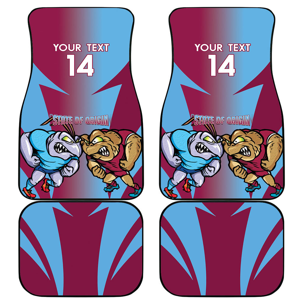 Custom NSW Blues And QLD Maroons Rugby Car Mats 2024 Cockroaches Cane toads Together