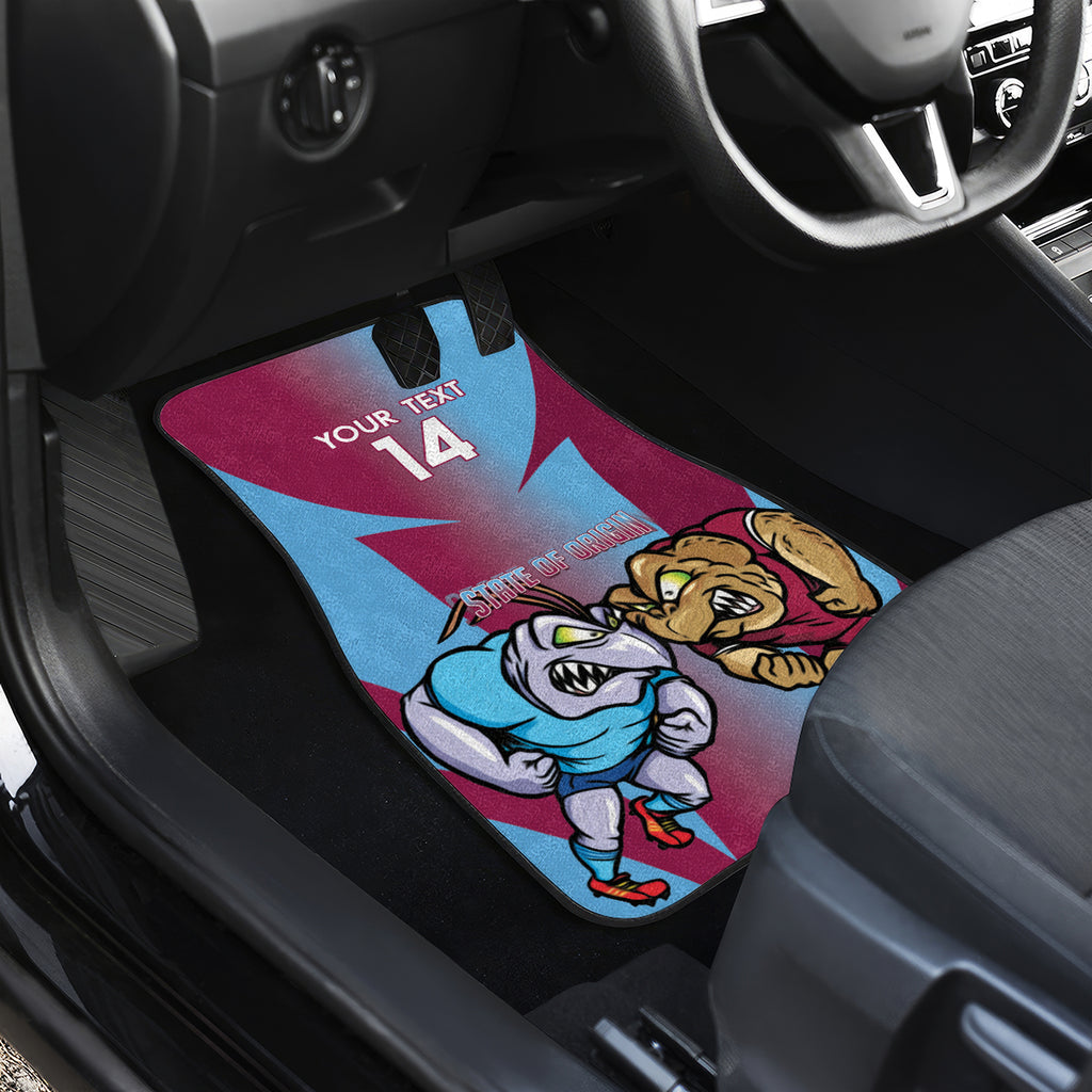 Custom NSW Blues And QLD Maroons Rugby Car Mats 2024 Cockroaches Cane toads Together