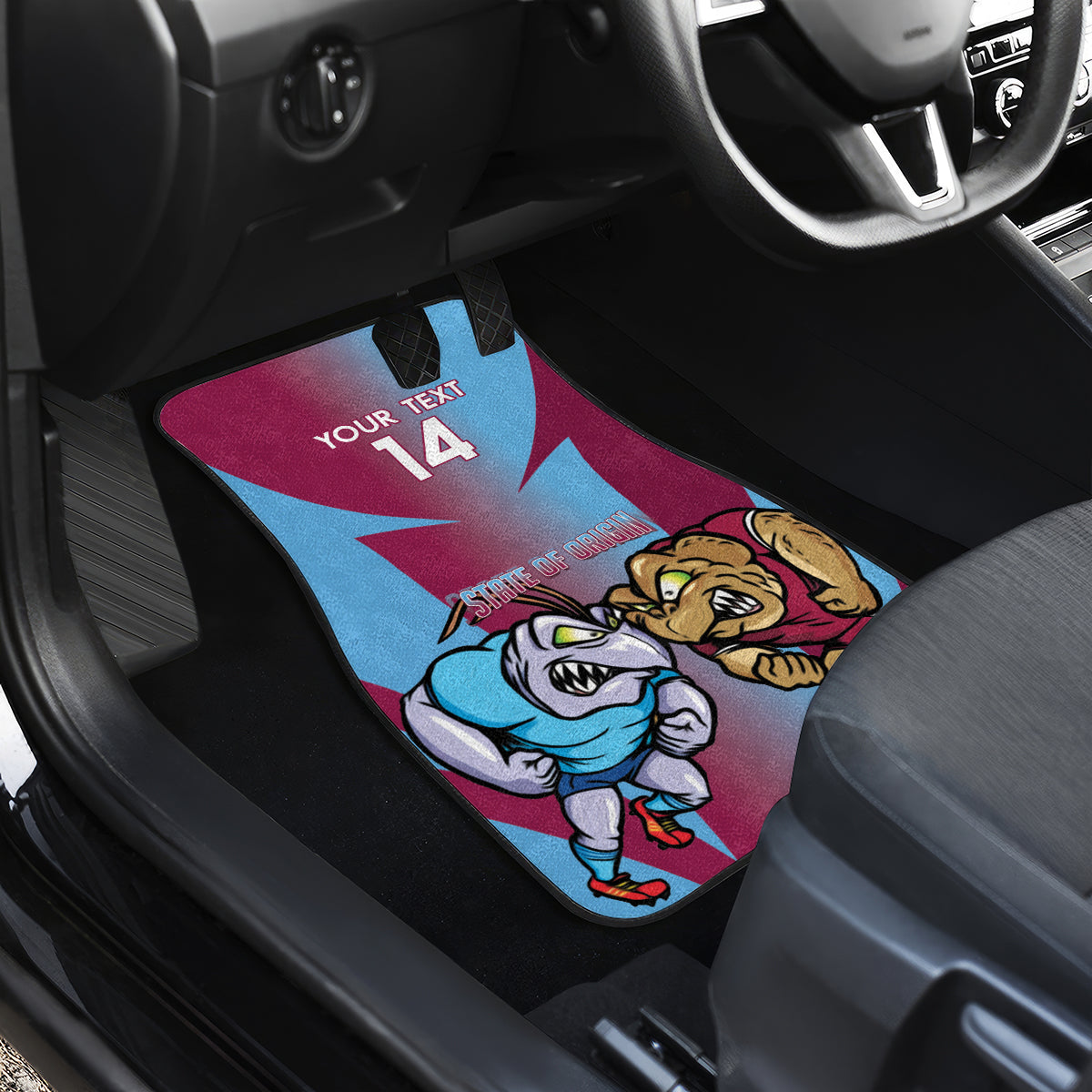 Custom NSW Blues And QLD Maroons Rugby Car Mats 2024 Cockroaches Cane toads Together