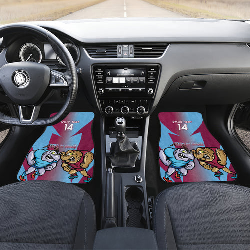 Custom NSW Blues And QLD Maroons Rugby Car Mats 2024 Cockroaches Cane toads Together