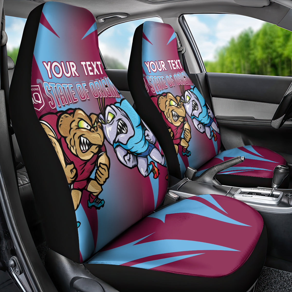 Custom NSW Blues And QLD Maroons Rugby Car Seat Cover 2024 Cockroaches Cane toads Together