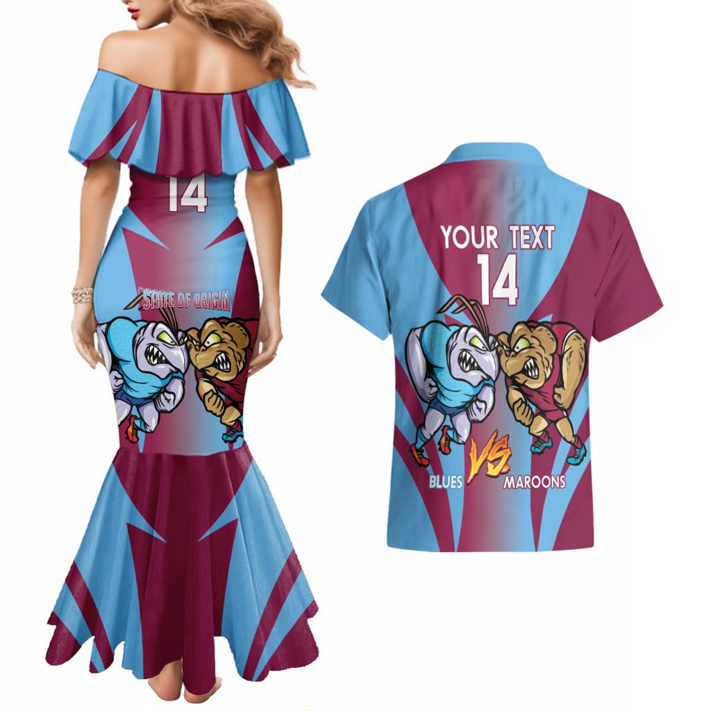 Custom NSW Blues And QLD Maroons Rugby Couples Matching Mermaid Dress and Hawaiian Shirt 2024 Cockroaches Cane toads Together