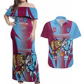 Custom NSW Blues And QLD Maroons Rugby Couples Matching Off Shoulder Maxi Dress and Hawaiian Shirt 2024 Cockroaches Cane toads Together
