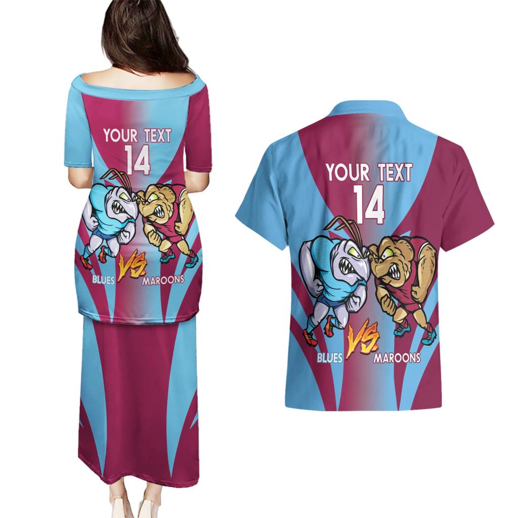 Custom NSW Blues And QLD Maroons Rugby Couples Matching Puletasi and Hawaiian Shirt 2024 Cockroaches Cane toads Together