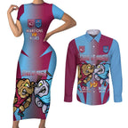 Custom NSW Blues And QLD Maroons Rugby Couples Matching Short Sleeve Bodycon Dress and Long Sleeve Button Shirt 2024 Cockroaches Cane toads Together