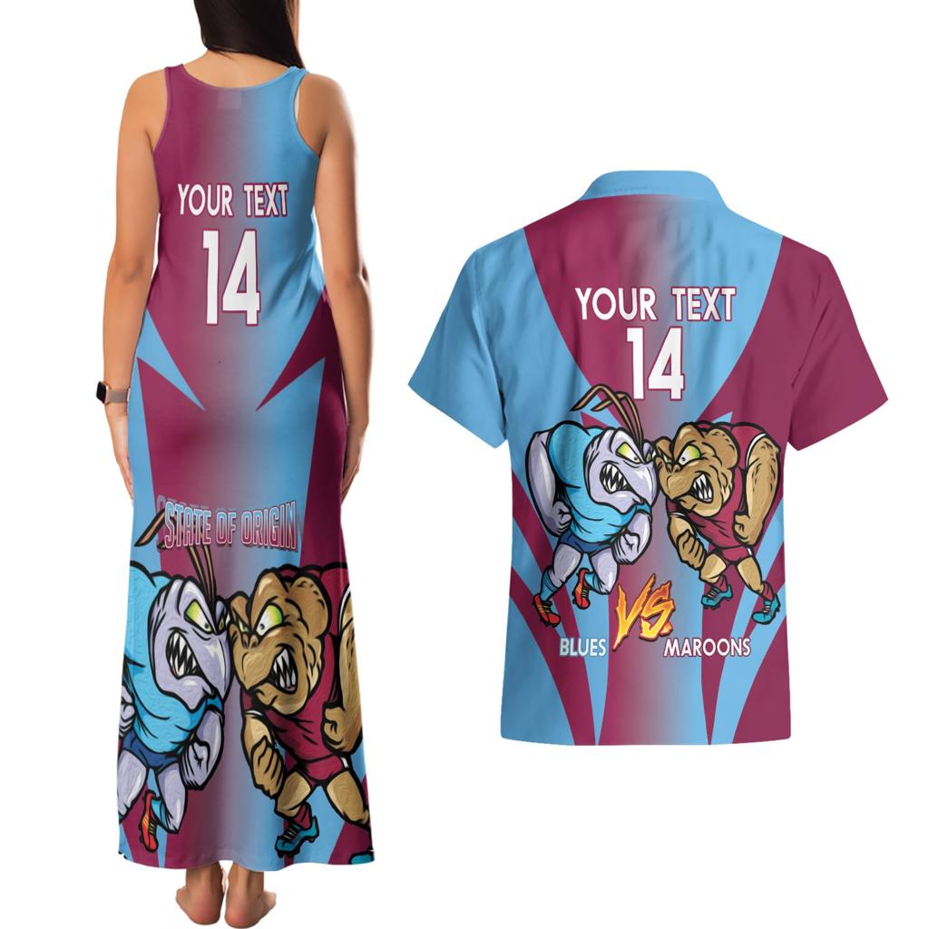 Custom NSW Blues And QLD Maroons Rugby Couples Matching Tank Maxi Dress and Hawaiian Shirt 2024 Cockroaches Cane toads Together